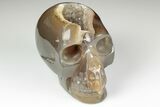 Polished Banded Agate Skull with Quartz Crystal Pocket #190523-2